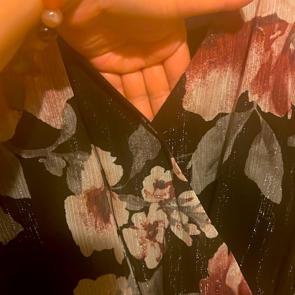 L/M Rosy Summer Dress V Neck Bell Sleeve two third A-Style ties on Waist - Picture 7 of 15